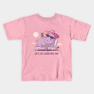 Hippo on the Beach Kids T-Shirt